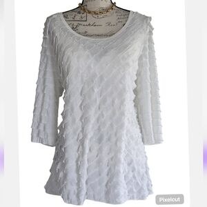 Only 9 White Ruffled Blouse.